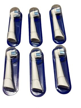 Replacement Electric Brush Heads - White & Blue (6 Pack)